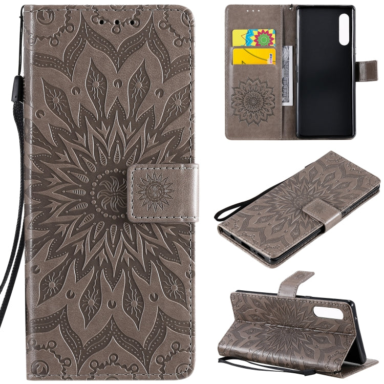 Pressed Printing Sunflower Pattern Horizontal Flip PU Leather Case Holder & Card Slots & Wallet & Lanyard, For LG G9, For LG K41S & K51S, For LG K50S