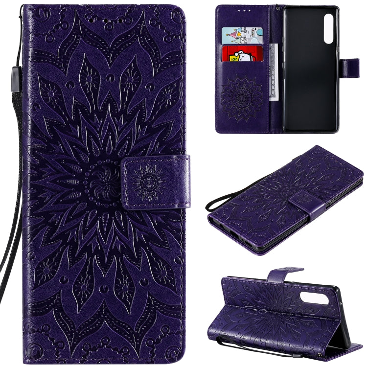Pressed Printing Sunflower Pattern Horizontal Flip PU Leather Case Holder & Card Slots & Wallet & Lanyard, For LG G9, For LG K41S & K51S, For LG K50S