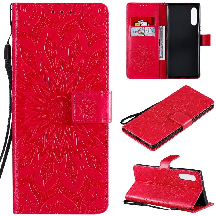 Pressed Printing Sunflower Pattern Horizontal Flip PU Leather Case Holder & Card Slots & Wallet & Lanyard, For LG G9, For LG K41S & K51S, For LG K50S