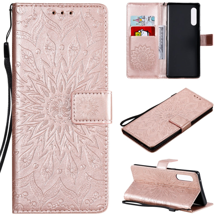 Pressed Printing Sunflower Pattern Horizontal Flip PU Leather Case Holder & Card Slots & Wallet & Lanyard, For LG G9, For LG K41S & K51S, For LG K50S