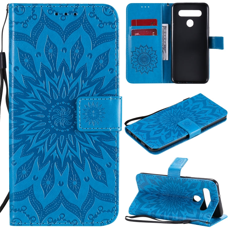 Pressed Printing Sunflower Pattern Horizontal Flip PU Leather Case Holder & Card Slots & Wallet & Lanyard, For LG G9, For LG K41S & K51S, For LG K50S