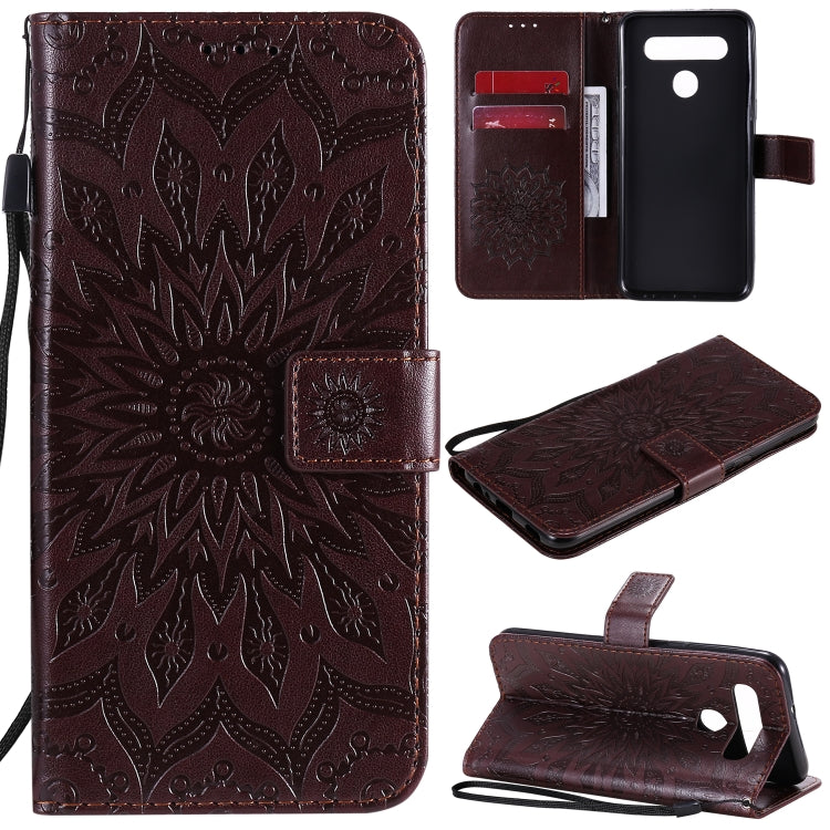 Pressed Printing Sunflower Pattern Horizontal Flip PU Leather Case Holder & Card Slots & Wallet & Lanyard, For LG G9, For LG K41S & K51S, For LG K50S