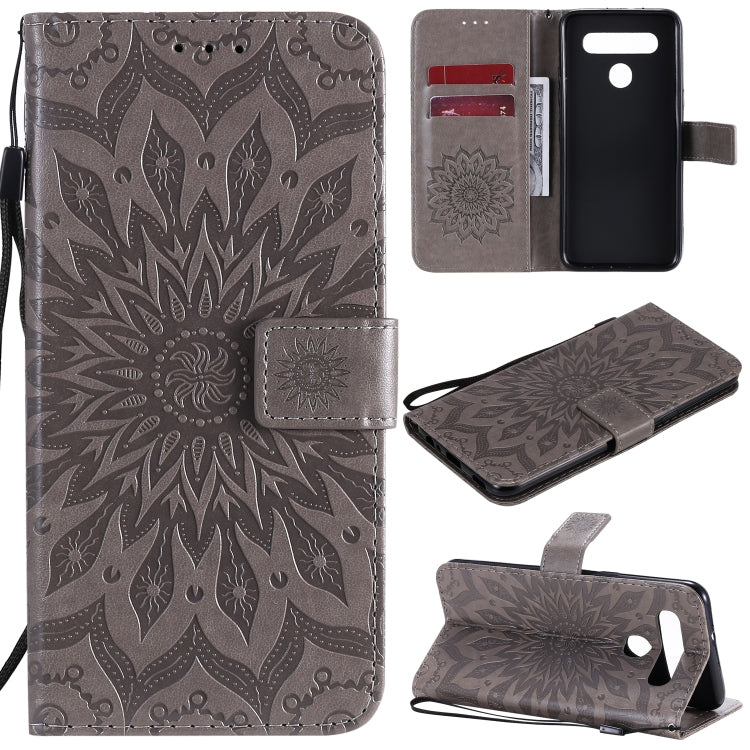Pressed Printing Sunflower Pattern Horizontal Flip PU Leather Case Holder & Card Slots & Wallet & Lanyard, For LG G9, For LG K41S & K51S, For LG K50S