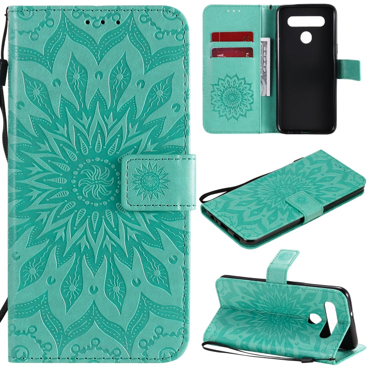 Pressed Printing Sunflower Pattern Horizontal Flip PU Leather Case Holder & Card Slots & Wallet & Lanyard, For LG G9, For LG K41S & K51S, For LG K50S