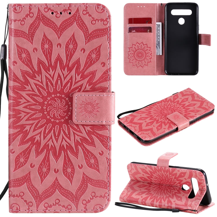 Pressed Printing Sunflower Pattern Horizontal Flip PU Leather Case Holder & Card Slots & Wallet & Lanyard, For LG G9, For LG K41S & K51S, For LG K50S
