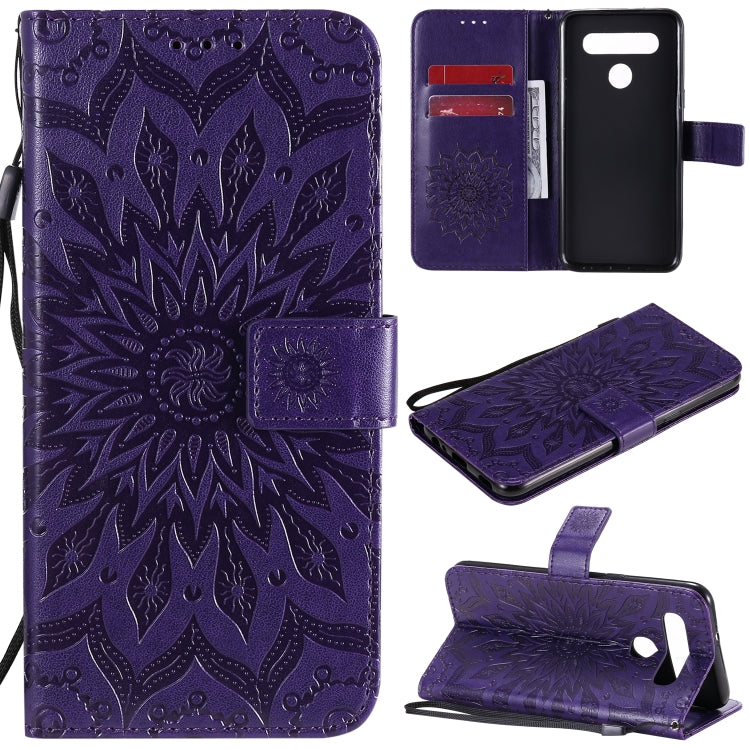Pressed Printing Sunflower Pattern Horizontal Flip PU Leather Case Holder & Card Slots & Wallet & Lanyard, For LG G9, For LG K41S & K51S, For LG K50S