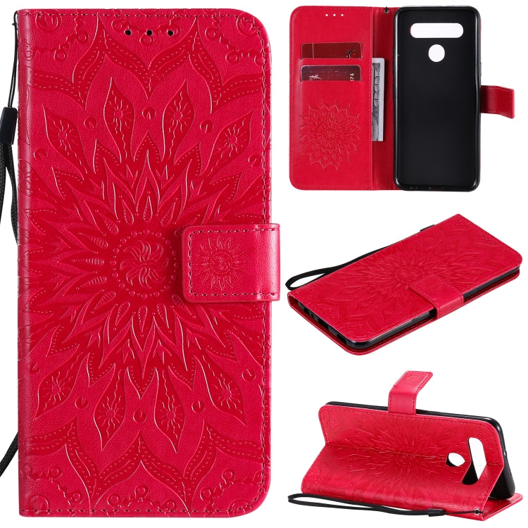 Pressed Printing Sunflower Pattern Horizontal Flip PU Leather Case Holder & Card Slots & Wallet & Lanyard, For LG G9, For LG K41S & K51S, For LG K50S