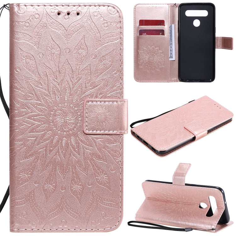Pressed Printing Sunflower Pattern Horizontal Flip PU Leather Case Holder & Card Slots & Wallet & Lanyard, For LG G9, For LG K41S & K51S, For LG K50S