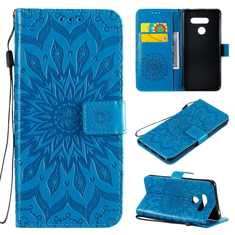 Pressed Printing Sunflower Pattern Horizontal Flip PU Leather Case Holder & Card Slots & Wallet & Lanyard, For LG G9, For LG K41S & K51S, For LG K50S