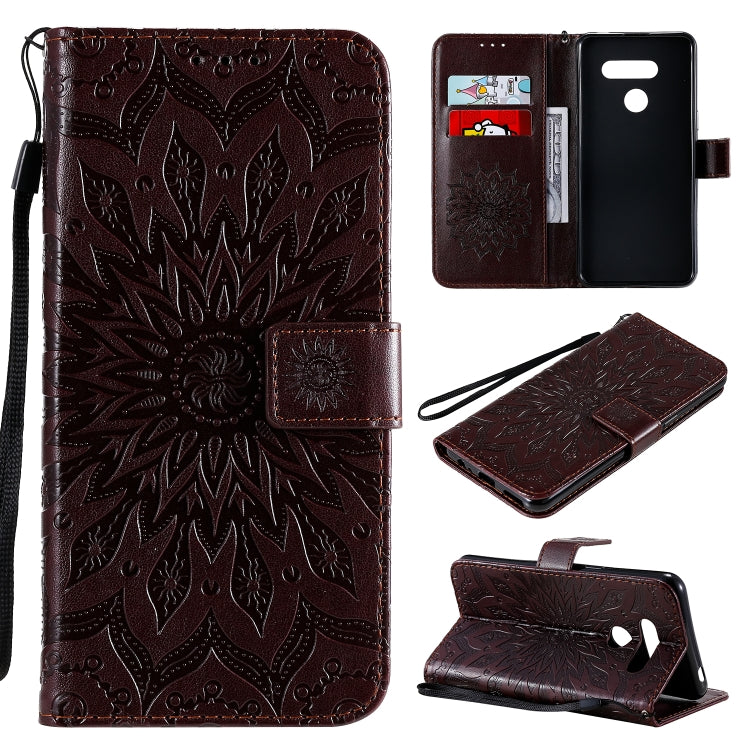 Pressed Printing Sunflower Pattern Horizontal Flip PU Leather Case Holder & Card Slots & Wallet & Lanyard, For LG G9, For LG K41S & K51S, For LG K50S