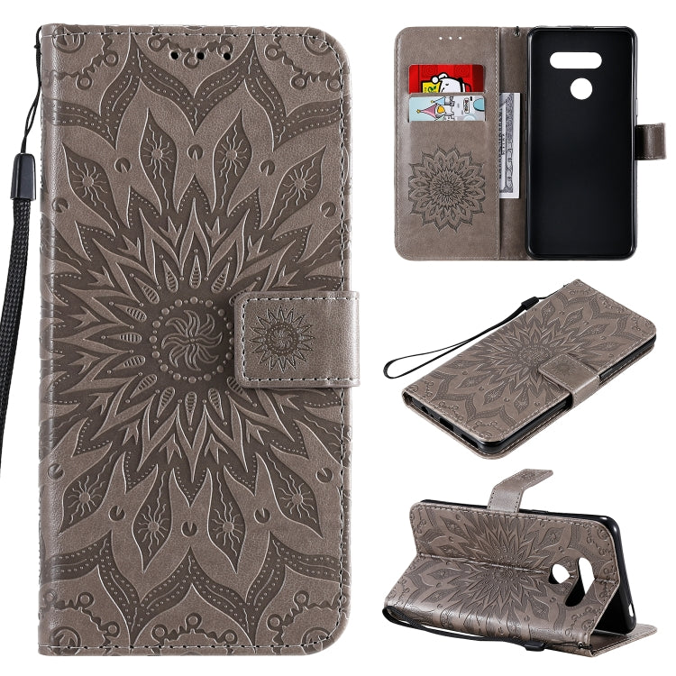 Pressed Printing Sunflower Pattern Horizontal Flip PU Leather Case Holder & Card Slots & Wallet & Lanyard, For LG G9, For LG K41S & K51S, For LG K50S