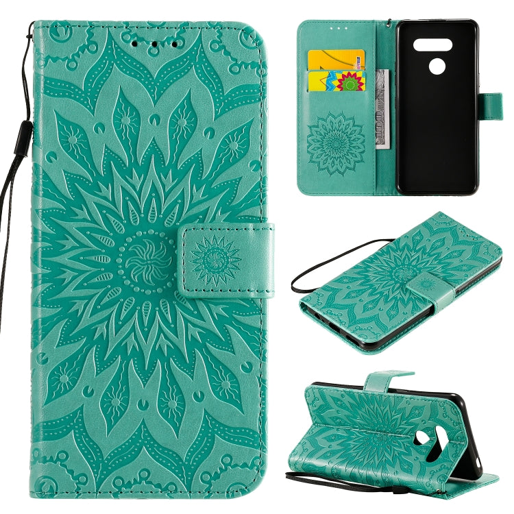 Pressed Printing Sunflower Pattern Horizontal Flip PU Leather Case Holder & Card Slots & Wallet & Lanyard, For LG G9, For LG K41S & K51S, For LG K50S