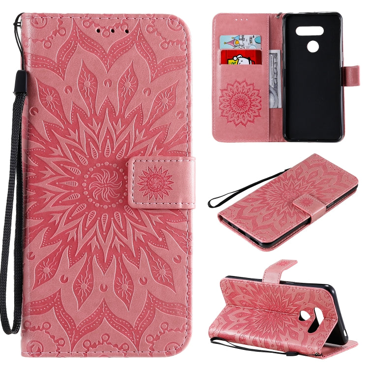 Pressed Printing Sunflower Pattern Horizontal Flip PU Leather Case Holder & Card Slots & Wallet & Lanyard, For LG G9, For LG K41S & K51S, For LG K50S