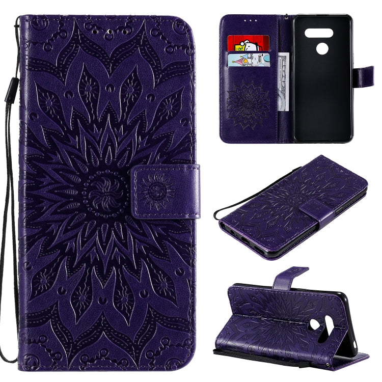 Pressed Printing Sunflower Pattern Horizontal Flip PU Leather Case Holder & Card Slots & Wallet & Lanyard, For LG G9, For LG K41S & K51S, For LG K50S