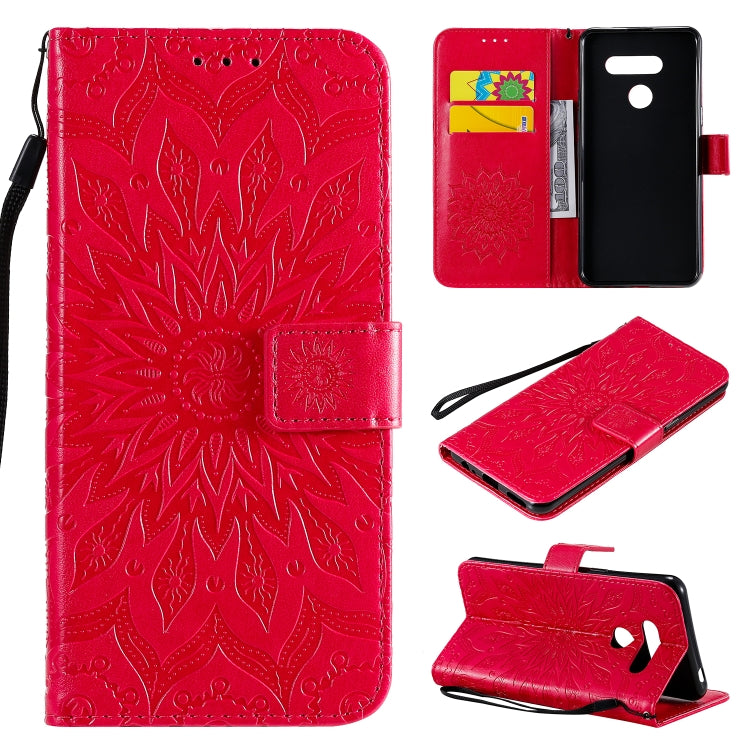 Pressed Printing Sunflower Pattern Horizontal Flip PU Leather Case Holder & Card Slots & Wallet & Lanyard, For LG G9, For LG K41S & K51S, For LG K50S