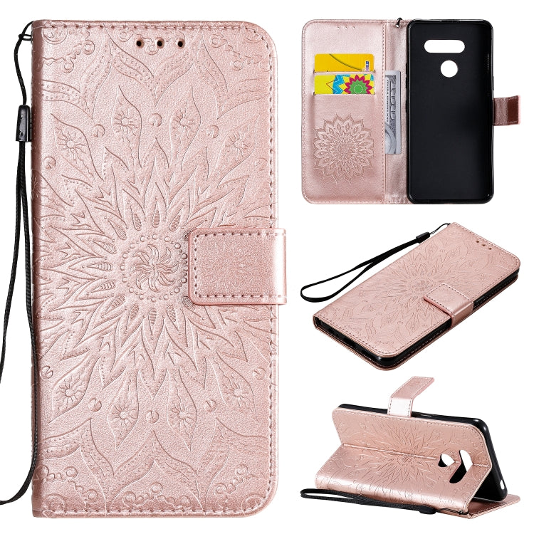 Pressed Printing Sunflower Pattern Horizontal Flip PU Leather Case Holder & Card Slots & Wallet & Lanyard, For LG G9, For LG K41S & K51S, For LG K50S