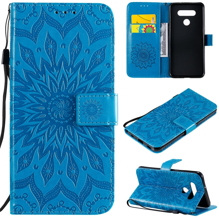 Pressed Printing Sunflower Pattern Horizontal Flip PU Leather Case Holder & Card Slots & Wallet & Lanyard, For LG K51, For LG K61, For LG Stylo 6