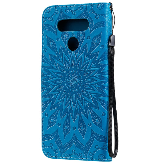 Pressed sunflower print wallet case for LG K61 with multiple card slot storage