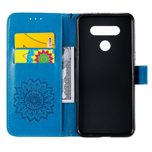 LG Stylo 6 leather flip cover sunflower pattern showing front exterior design detail