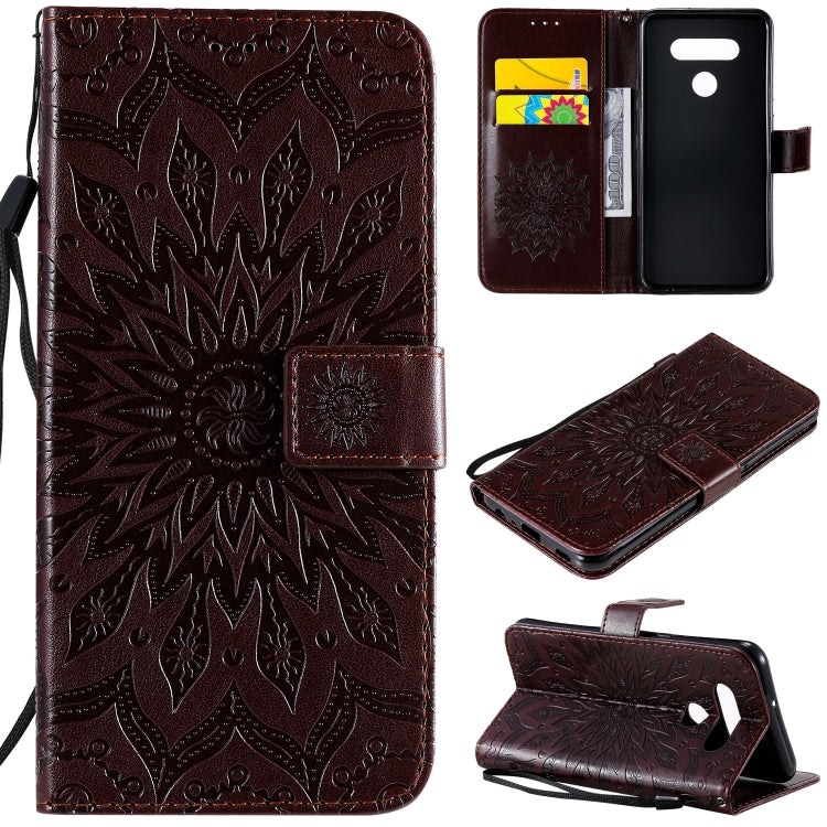 Pressed Printing Sunflower Pattern Horizontal Flip PU Leather Case Holder & Card Slots & Wallet & Lanyard, For LG K51, For LG K61, For LG Stylo 6