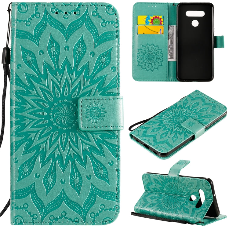 Pressed Printing Sunflower Pattern Horizontal Flip PU Leather Case Holder & Card Slots & Wallet & Lanyard, For LG K51, For LG K61, For LG Stylo 6
