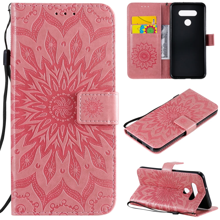 Pressed Printing Sunflower Pattern Horizontal Flip PU Leather Case Holder & Card Slots & Wallet & Lanyard, For LG K51, For LG K61, For LG Stylo 6