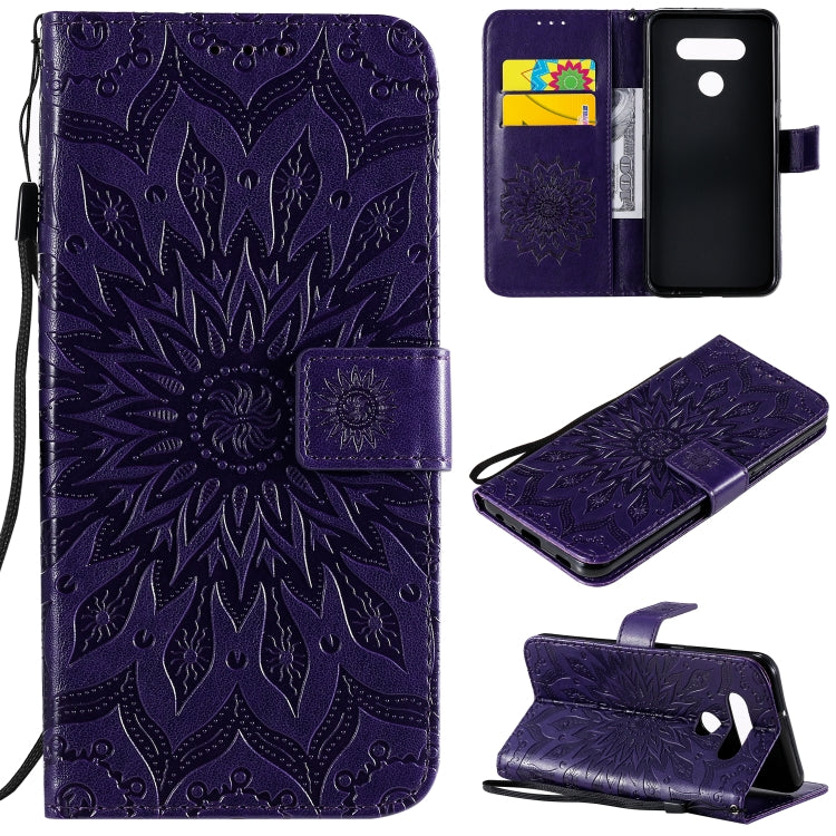 Pressed Printing Sunflower Pattern Horizontal Flip PU Leather Case Holder & Card Slots & Wallet & Lanyard, For LG K51, For LG K61, For LG Stylo 6
