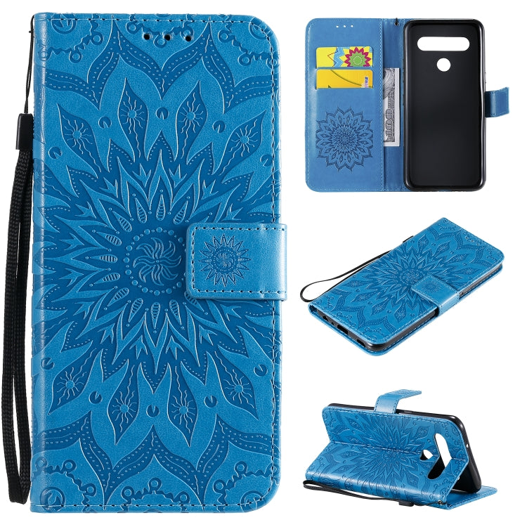 Pressed Printing Sunflower Pattern Horizontal Flip PU Leather Case Holder & Card Slots & Wallet & Lanyard, For LG K51, For LG K61, For LG Stylo 6