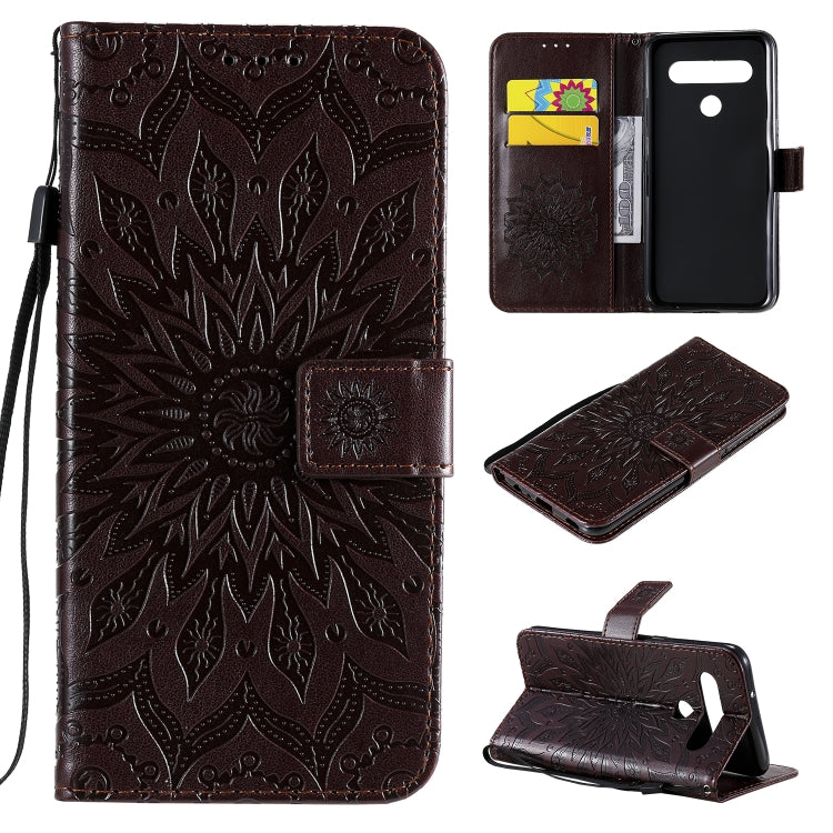 Pressed Printing Sunflower Pattern Horizontal Flip PU Leather Case Holder & Card Slots & Wallet & Lanyard, For LG K51, For LG K61, For LG Stylo 6