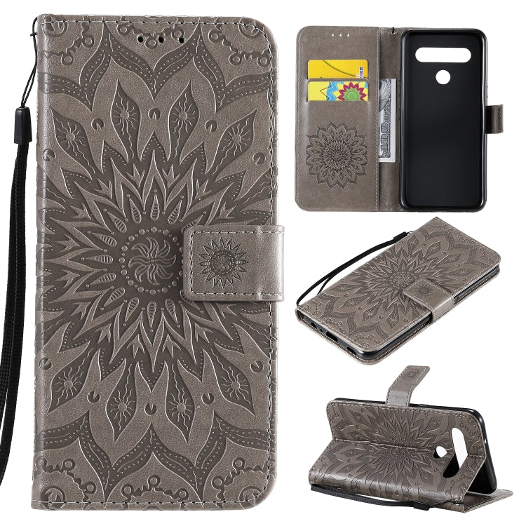 Pressed Printing Sunflower Pattern Horizontal Flip PU Leather Case Holder & Card Slots & Wallet & Lanyard, For LG K51, For LG K61, For LG Stylo 6