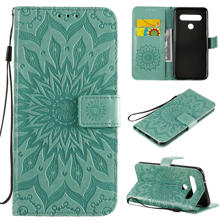 Pressed Printing Sunflower Pattern Horizontal Flip PU Leather Case Holder & Card Slots & Wallet & Lanyard, For LG K51, For LG K61, For LG Stylo 6
