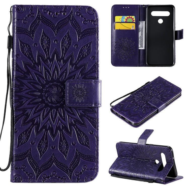 Pressed Printing Sunflower Pattern Horizontal Flip PU Leather Case Holder & Card Slots & Wallet & Lanyard, For LG K51, For LG K61, For LG Stylo 6