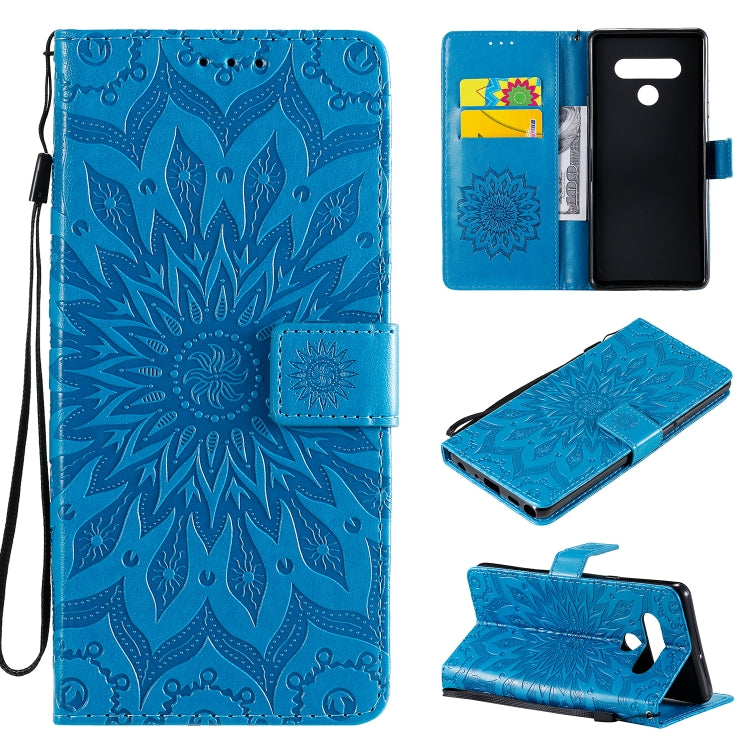 Pressed Printing Sunflower Pattern Horizontal Flip PU Leather Case Holder & Card Slots & Wallet & Lanyard, For LG K51, For LG K61, For LG Stylo 6