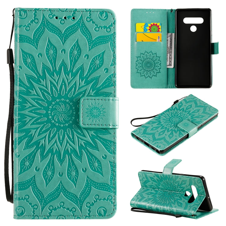 Pressed Printing Sunflower Pattern Horizontal Flip PU Leather Case Holder & Card Slots & Wallet & Lanyard, For LG K51, For LG K61, For LG Stylo 6