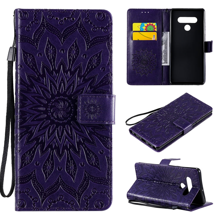 Pressed Printing Sunflower Pattern Horizontal Flip PU Leather Case Holder & Card Slots & Wallet & Lanyard, For LG K51, For LG K61, For LG Stylo 6