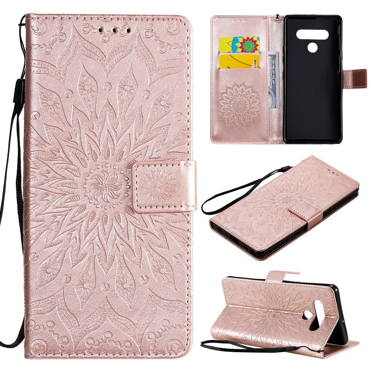 Pressed Printing Sunflower Pattern Horizontal Flip PU Leather Case Holder & Card Slots & Wallet & Lanyard, For LG K51, For LG K61, For LG Stylo 6