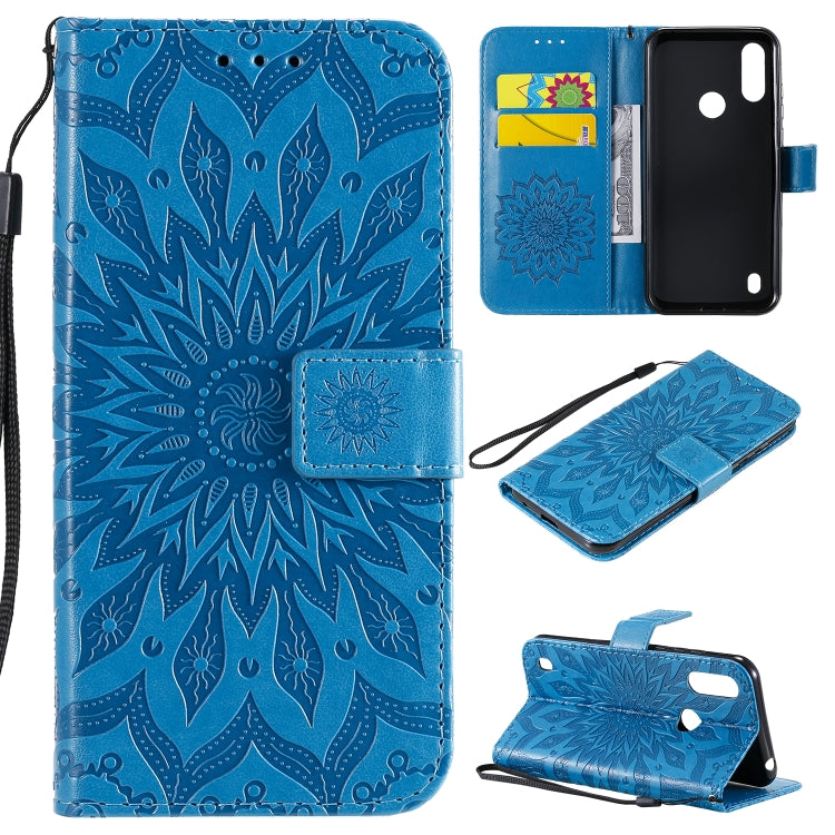 Pressed Printing Sunflower Pattern Horizontal Flip PU Leather Case Holder & Card Slots & Wallet & Lanyard, For Huawei Enjoy Z, For Huawei Honor X10, For Motorola Moto E6s (2020)