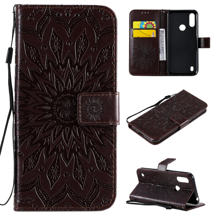 Pressed Printing Sunflower Pattern Horizontal Flip PU Leather Case Holder & Card Slots & Wallet & Lanyard, For Huawei Enjoy Z, For Huawei Honor X10, For Motorola Moto E6s (2020)