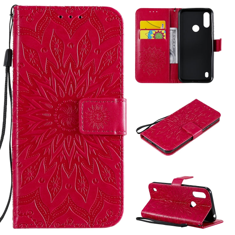 Pressed Printing Sunflower Pattern Horizontal Flip PU Leather Case Holder & Card Slots & Wallet & Lanyard, For Huawei Enjoy Z, For Huawei Honor X10, For Motorola Moto E6s (2020)