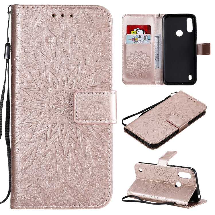 Pressed Printing Sunflower Pattern Horizontal Flip PU Leather Case Holder & Card Slots & Wallet & Lanyard, For Huawei Enjoy Z, For Huawei Honor X10, For Motorola Moto E6s (2020)