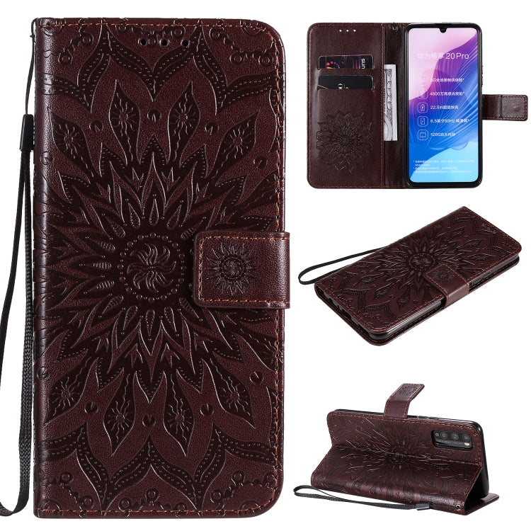 Pressed Printing Sunflower Pattern Horizontal Flip PU Leather Case Holder & Card Slots & Wallet & Lanyard, For Huawei Enjoy Z, For Huawei Honor X10, For Motorola Moto E6s (2020)