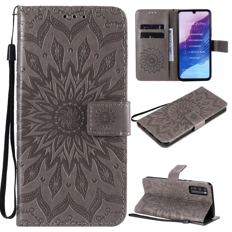 Pressed Printing Sunflower Pattern Horizontal Flip PU Leather Case Holder & Card Slots & Wallet & Lanyard, For Huawei Enjoy Z, For Huawei Honor X10, For Motorola Moto E6s (2020)