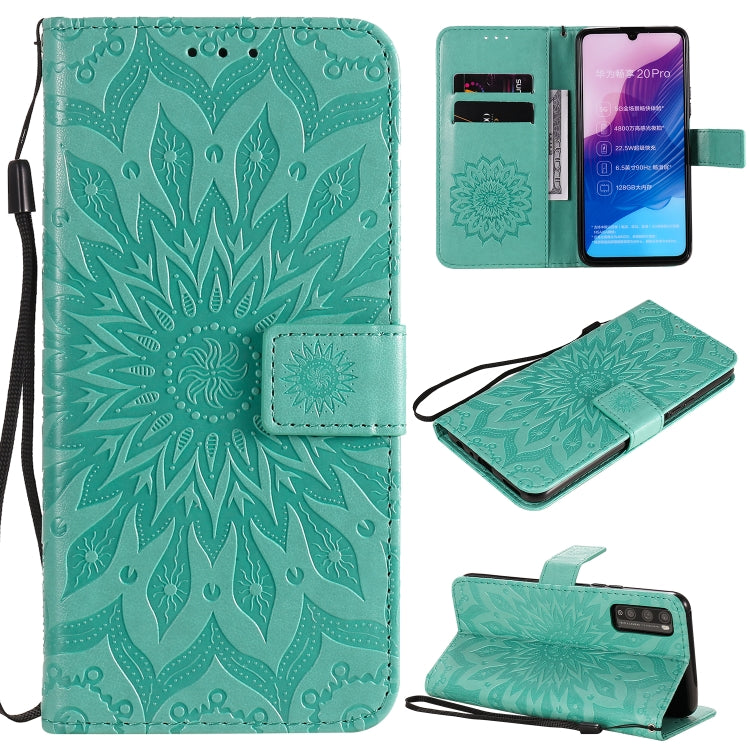 Pressed Printing Sunflower Pattern Horizontal Flip PU Leather Case Holder & Card Slots & Wallet & Lanyard, For Huawei Enjoy Z, For Huawei Honor X10, For Motorola Moto E6s (2020)