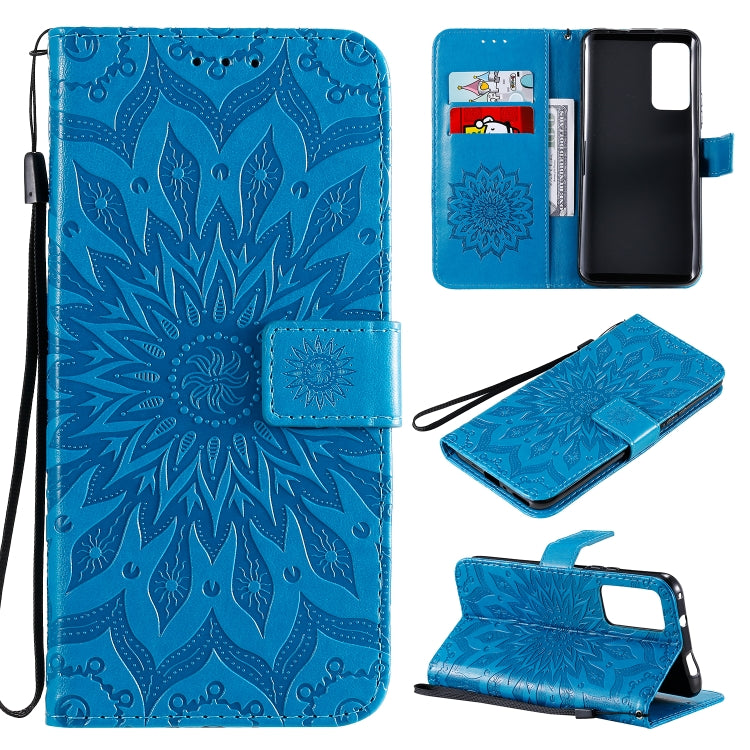 Pressed Printing Sunflower Pattern Horizontal Flip PU Leather Case Holder & Card Slots & Wallet & Lanyard, For Huawei Enjoy Z, For Huawei Honor X10, For Motorola Moto E6s (2020)