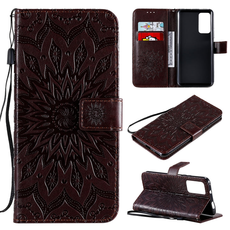 Pressed Printing Sunflower Pattern Horizontal Flip PU Leather Case Holder & Card Slots & Wallet & Lanyard, For Huawei Enjoy Z, For Huawei Honor X10, For Motorola Moto E6s (2020)
