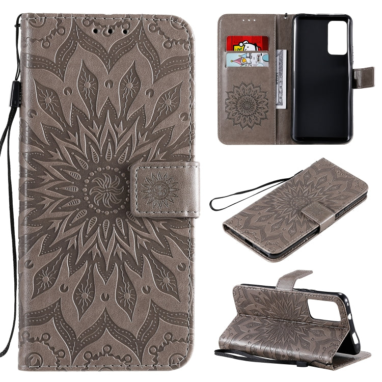 Pressed Printing Sunflower Pattern Horizontal Flip PU Leather Case Holder & Card Slots & Wallet & Lanyard, For Huawei Enjoy Z, For Huawei Honor X10, For Motorola Moto E6s (2020)