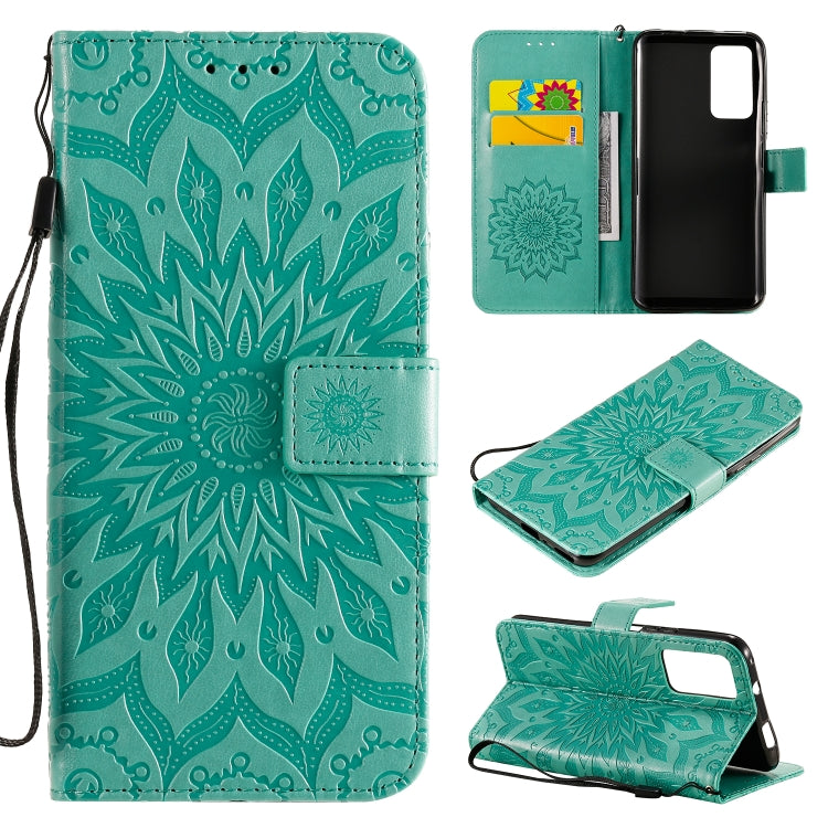 Pressed Printing Sunflower Pattern Horizontal Flip PU Leather Case Holder & Card Slots & Wallet & Lanyard, For Huawei Enjoy Z, For Huawei Honor X10, For Motorola Moto E6s (2020)