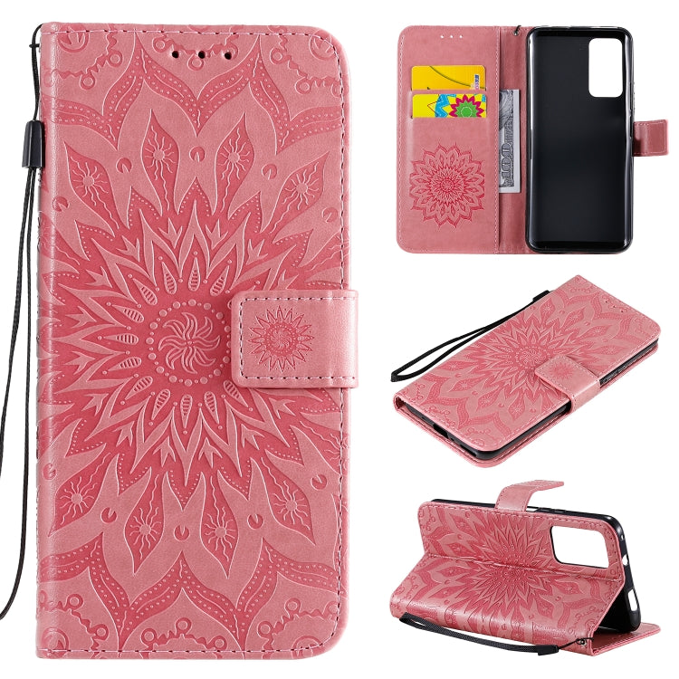 Pressed Printing Sunflower Pattern Horizontal Flip PU Leather Case Holder & Card Slots & Wallet & Lanyard, For Huawei Enjoy Z, For Huawei Honor X10, For Motorola Moto E6s (2020)
