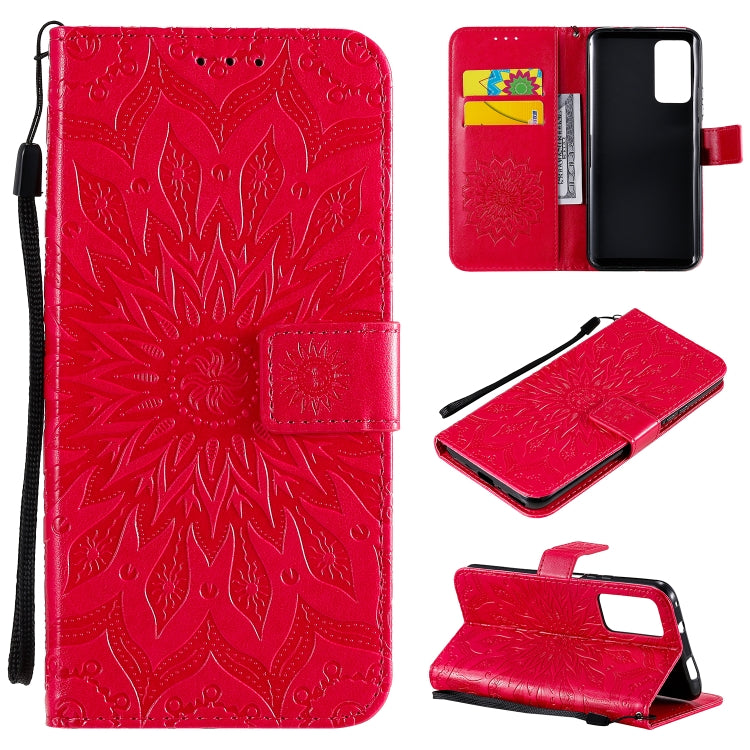 Pressed Printing Sunflower Pattern Horizontal Flip PU Leather Case Holder & Card Slots & Wallet & Lanyard, For Huawei Enjoy Z, For Huawei Honor X10, For Motorola Moto E6s (2020)