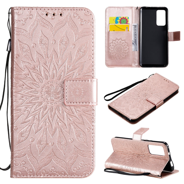 Pressed Printing Sunflower Pattern Horizontal Flip PU Leather Case Holder & Card Slots & Wallet & Lanyard, For Huawei Enjoy Z, For Huawei Honor X10, For Motorola Moto E6s (2020)